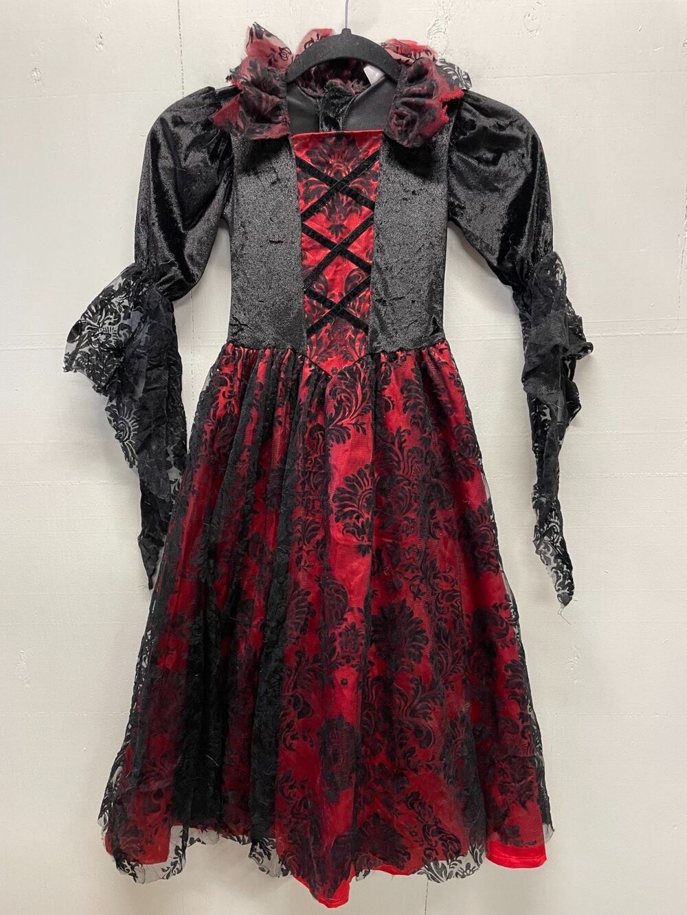 Vampire Dress Child Size Small Spirit Halloween Red with Black Tulle Costume